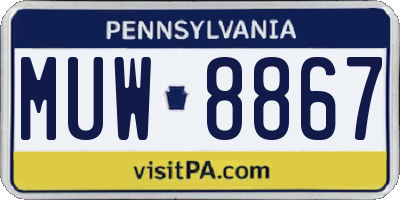 PA license plate MUW8867