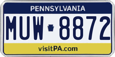 PA license plate MUW8872