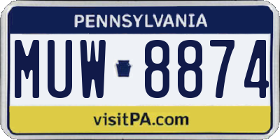 PA license plate MUW8874