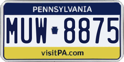 PA license plate MUW8875
