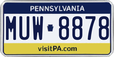 PA license plate MUW8878