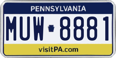 PA license plate MUW8881