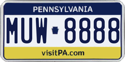 PA license plate MUW8888