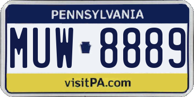 PA license plate MUW8889