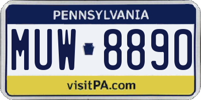 PA license plate MUW8890