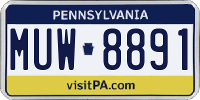PA license plate MUW8891