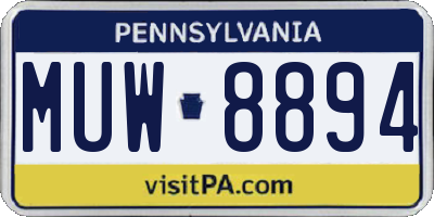 PA license plate MUW8894
