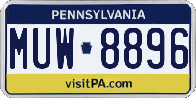 PA license plate MUW8896