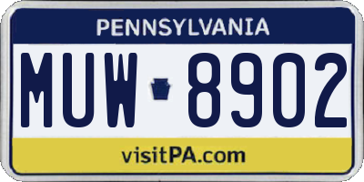 PA license plate MUW8902