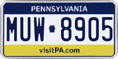 PA license plate MUW8905