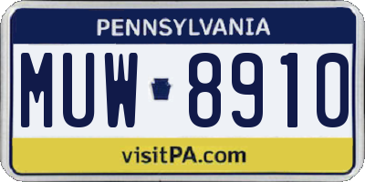 PA license plate MUW8910