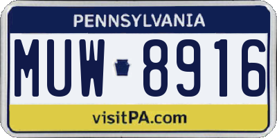 PA license plate MUW8916