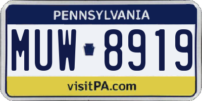 PA license plate MUW8919