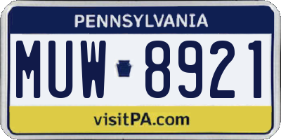 PA license plate MUW8921