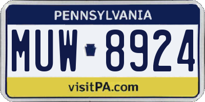 PA license plate MUW8924