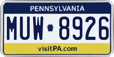 PA license plate MUW8926