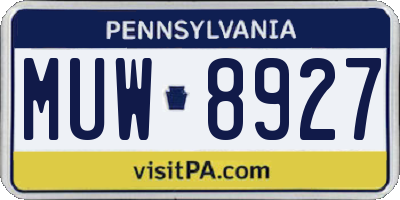 PA license plate MUW8927