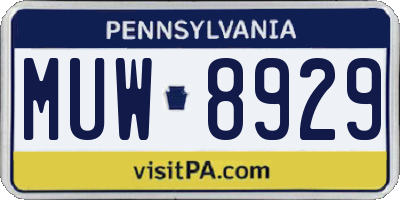 PA license plate MUW8929