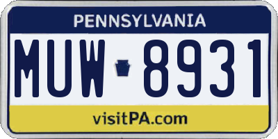 PA license plate MUW8931
