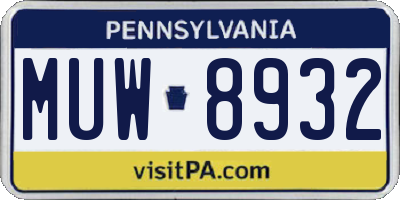 PA license plate MUW8932