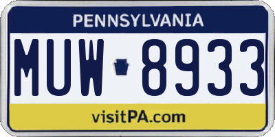 PA license plate MUW8933