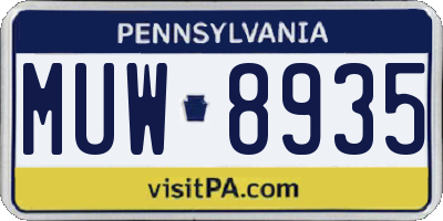 PA license plate MUW8935