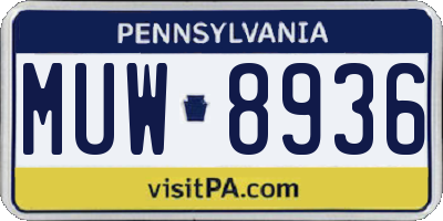 PA license plate MUW8936