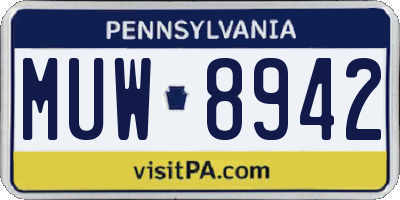 PA license plate MUW8942