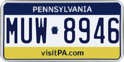 PA license plate MUW8946