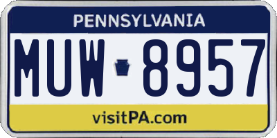 PA license plate MUW8957