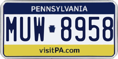 PA license plate MUW8958