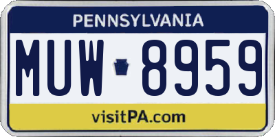PA license plate MUW8959