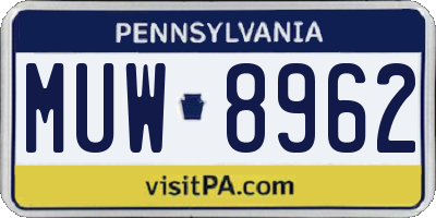 PA license plate MUW8962