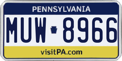PA license plate MUW8966