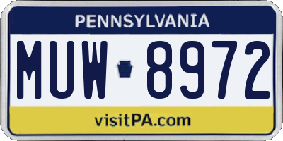 PA license plate MUW8972
