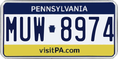 PA license plate MUW8974