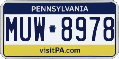 PA license plate MUW8978