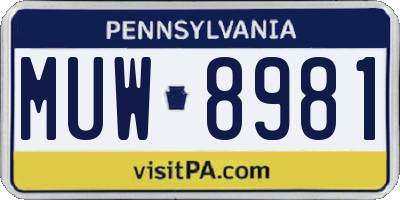 PA license plate MUW8981