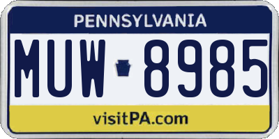 PA license plate MUW8985