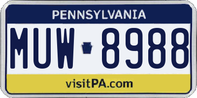 PA license plate MUW8988