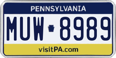PA license plate MUW8989