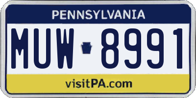 PA license plate MUW8991