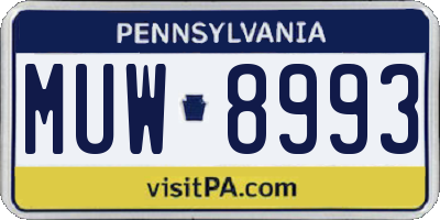 PA license plate MUW8993
