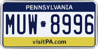 PA license plate MUW8996