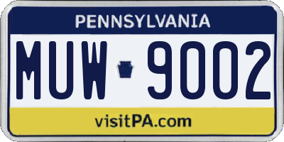 PA license plate MUW9002