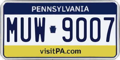 PA license plate MUW9007