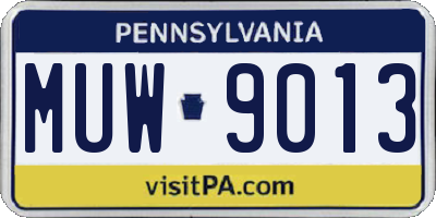 PA license plate MUW9013