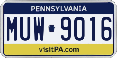 PA license plate MUW9016