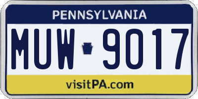 PA license plate MUW9017