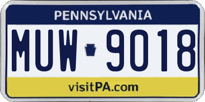 PA license plate MUW9018